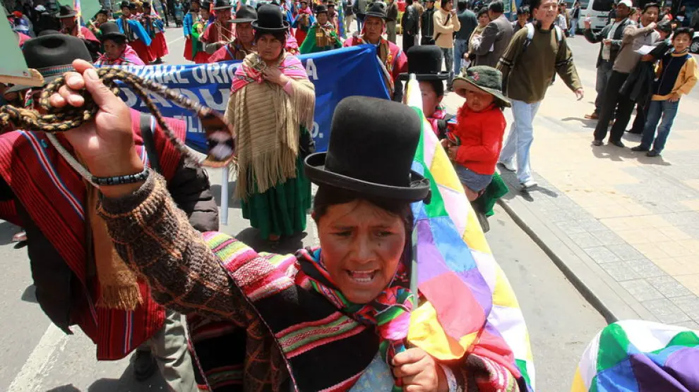 Manifestación de indígenas bolivianos