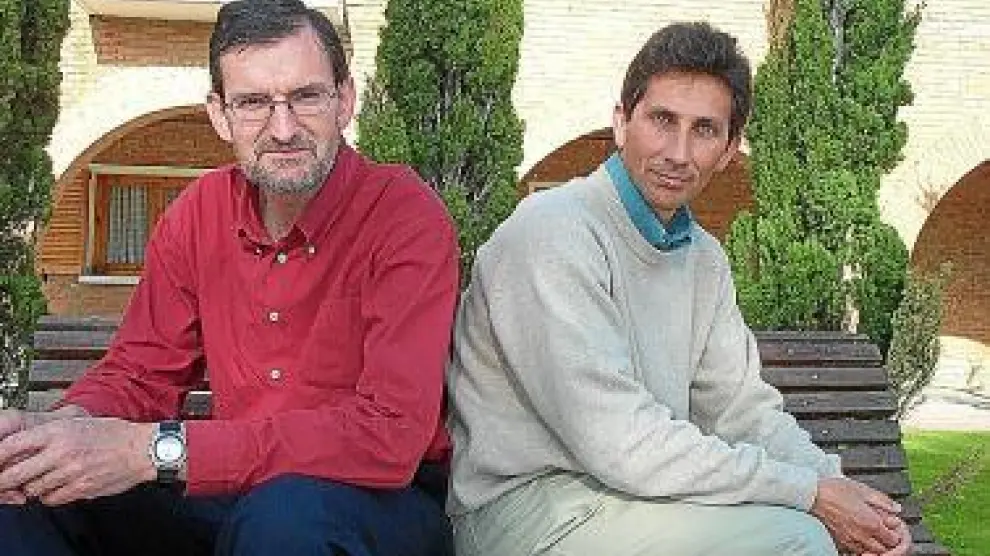 José Antonio Adell (i) y Celedonio García en Binéfar.