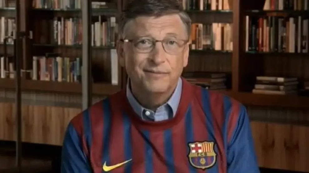 Bill Gates con la camiseta del FC Barcelona