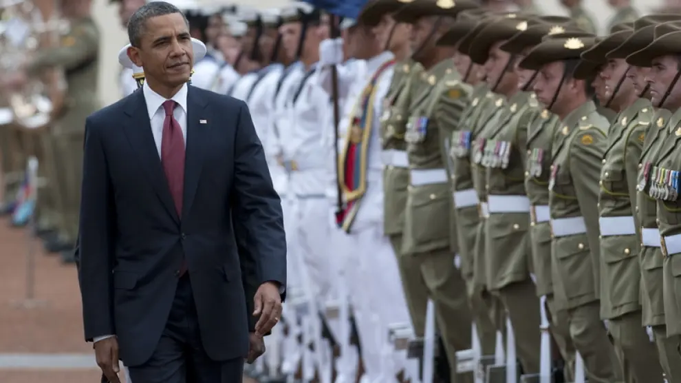Obama, a su llegada a la capital australiana