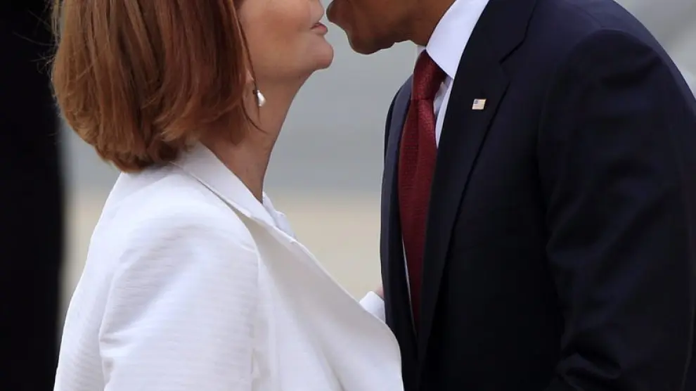 La primera ministra australiana, Julia Gillard, recibe al presidente de EEUU, Barack Obama