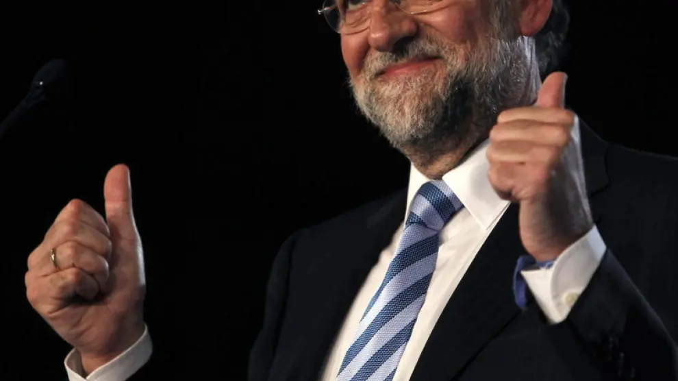 Mariano Rajoy, candidato a la presidencia del Gobierno, durante un mitin en Cataluña.