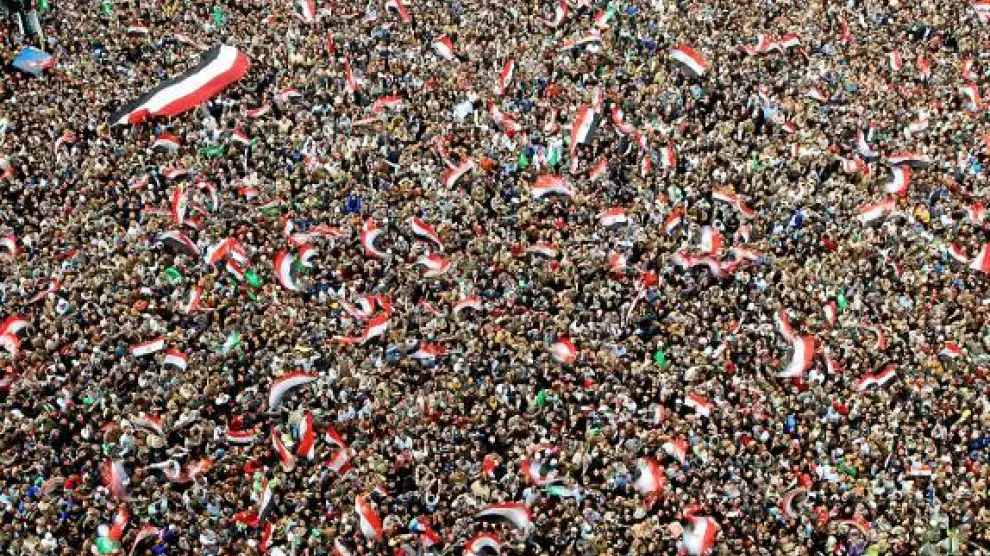 Miles de egipcios se concentraron en la plaza de Tahrir, símbolo de la Revolución del 25 de enero.