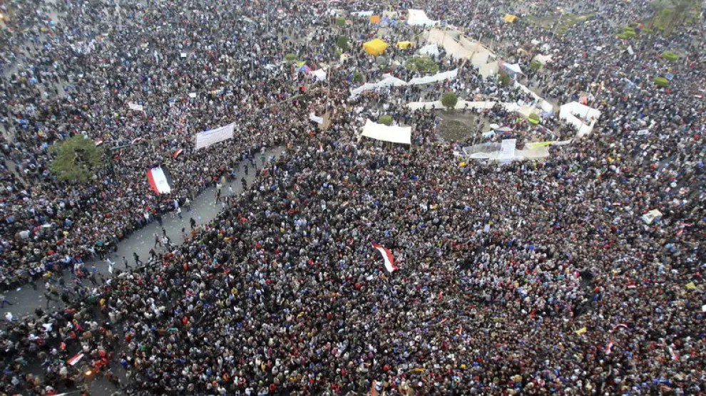 Imágenes de la plaza Tahir en El Cairo este martes