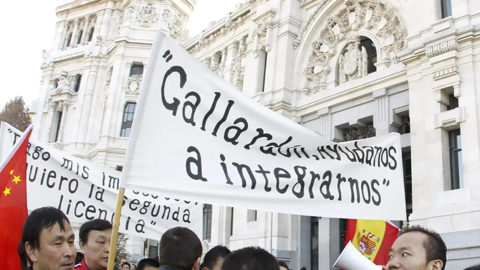 Manifestación de comerciantes chinos en Madrid