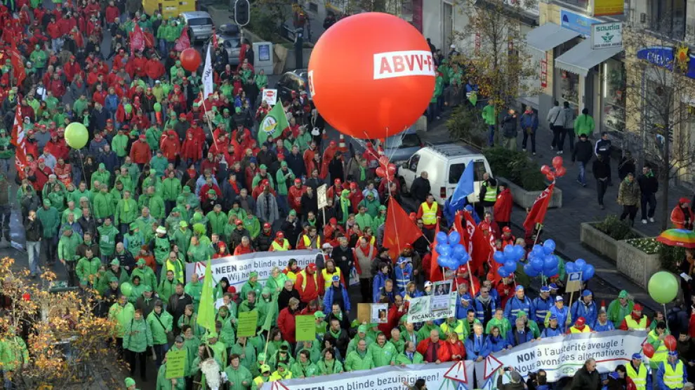 Manifestación por las calles de Bruselas