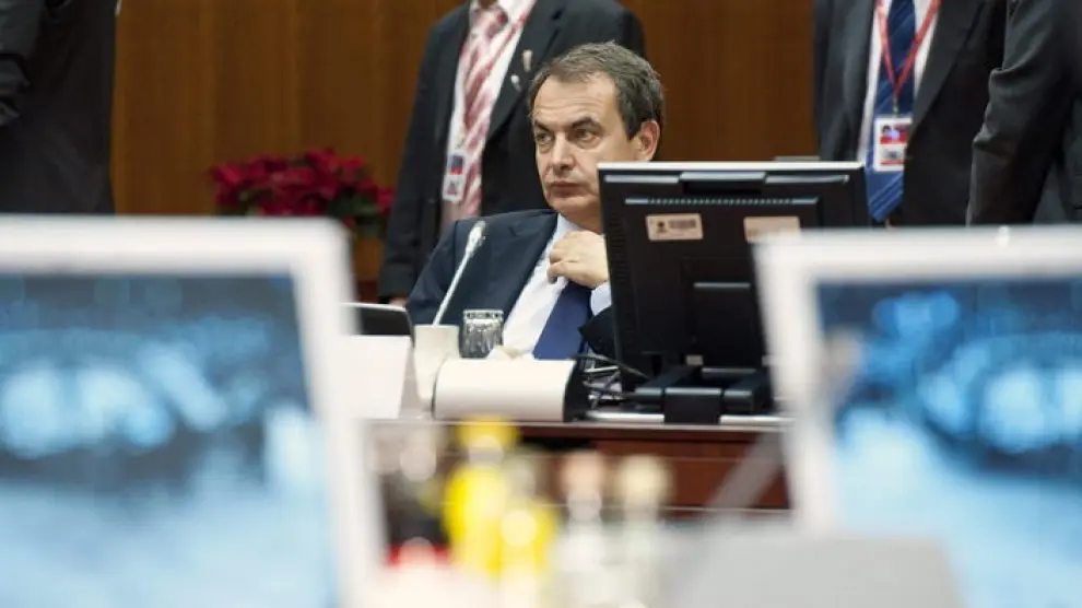 El presidente del Gobierno en funciones, José Luis Rodríguez Zapatero, en Bruselas