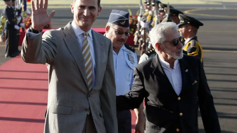 El príncipe Felipe, a su llegada a Managua