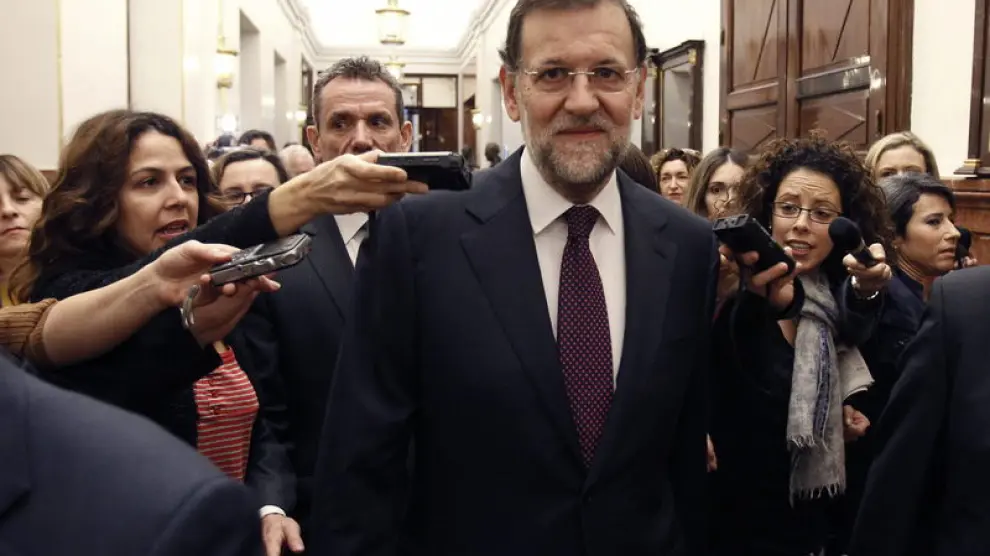 Rajoy, a su llegada al Congreso