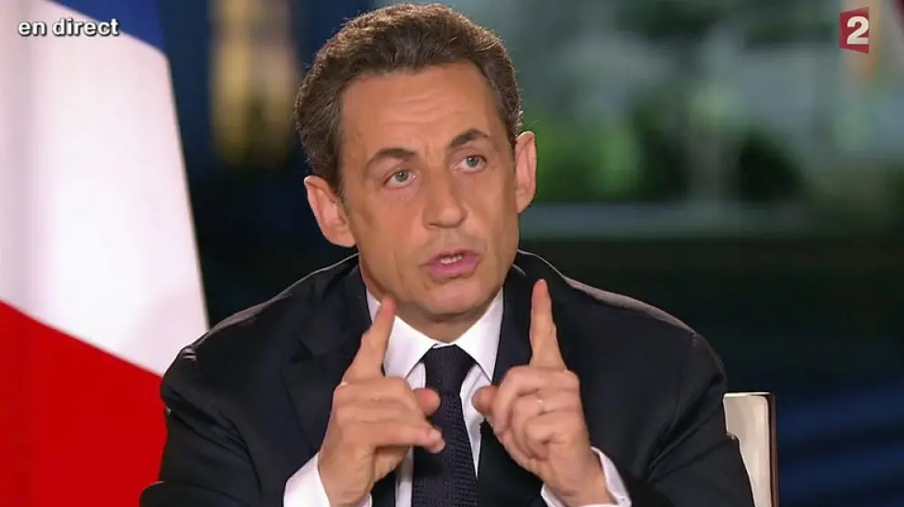 Nicolás Sarkozy durante una entrevista en el palacio del Eliseo para France 2.