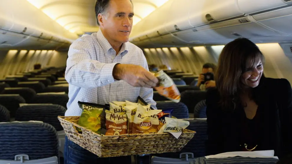 Romney en un avión