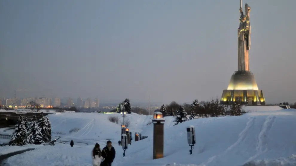 Nieve en la capital ucraniana