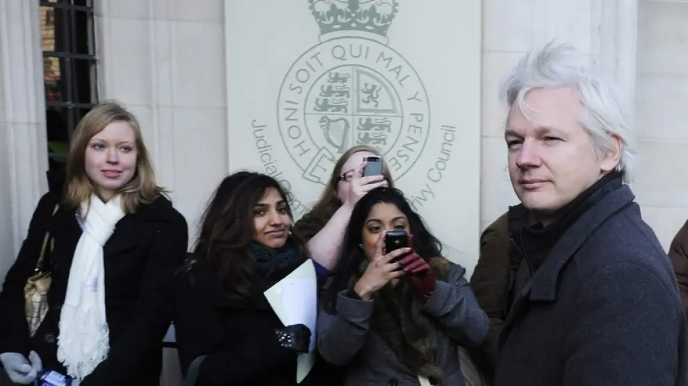 Julian Assange, a su llegada a la corte británica