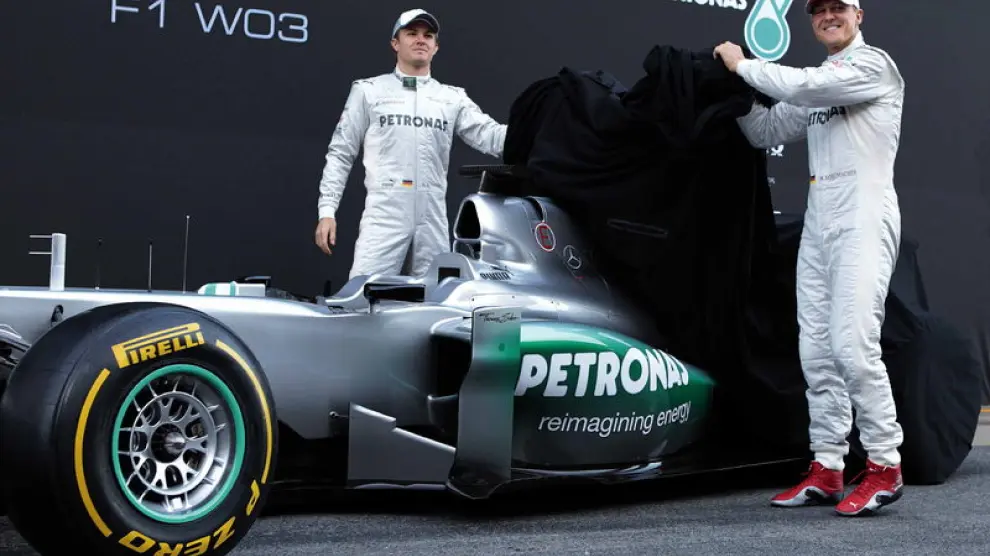 Schumacher y Rosberg, con el nuevo Mercedes