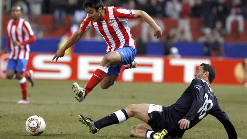 Una jugada del partido entre el Atlético de Madrid y el Lazio