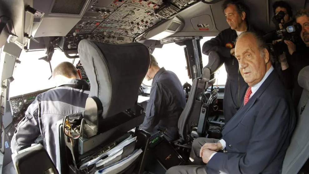 Don Juan Carlos a bordo del A400M