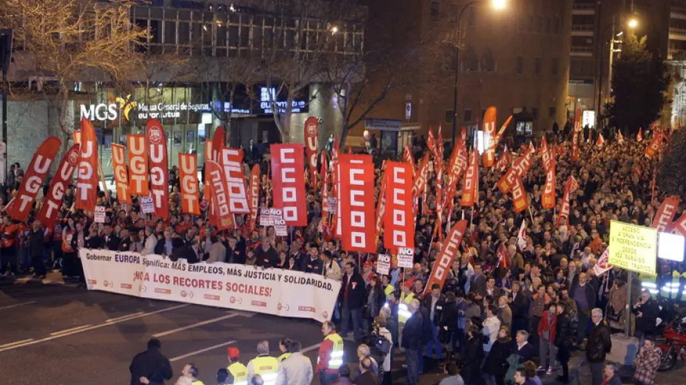 Manifestación contra la reforma laboral en Zaragoza