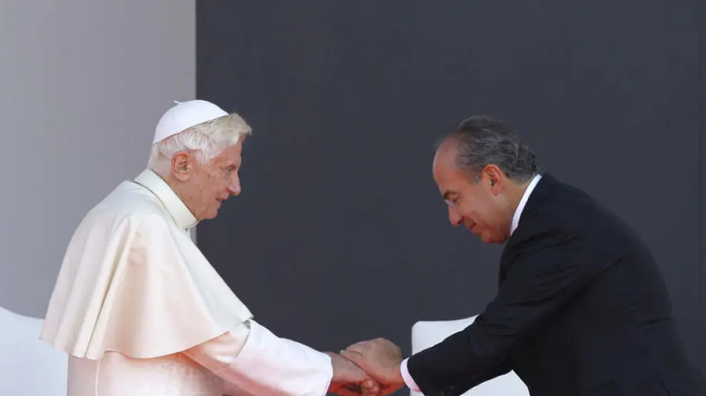 El Papa con el presidente mexicano, Felipe Calderón