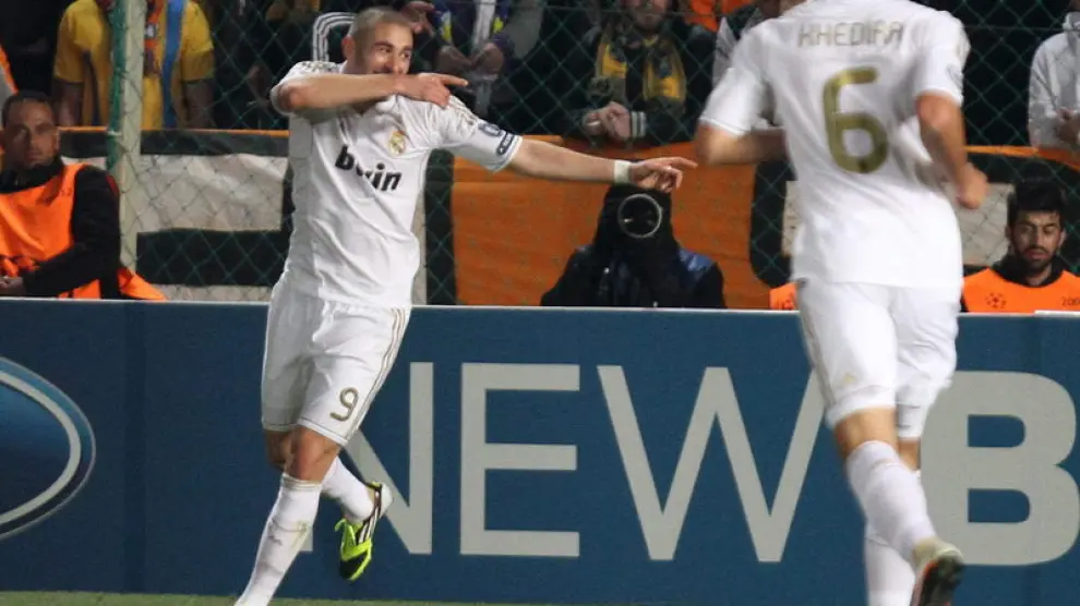 Benzema celebra un gol del Real Madrid
