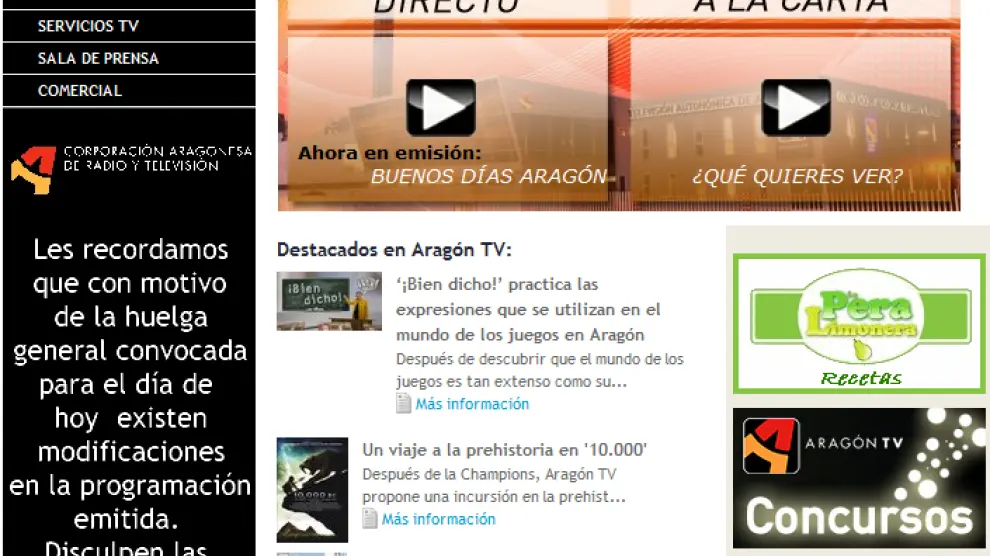 Aragón Televisión anuncia la modificación de su programación