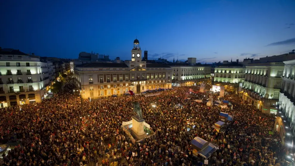 Imagend e archivo de una concentración en la Puerta del Sol