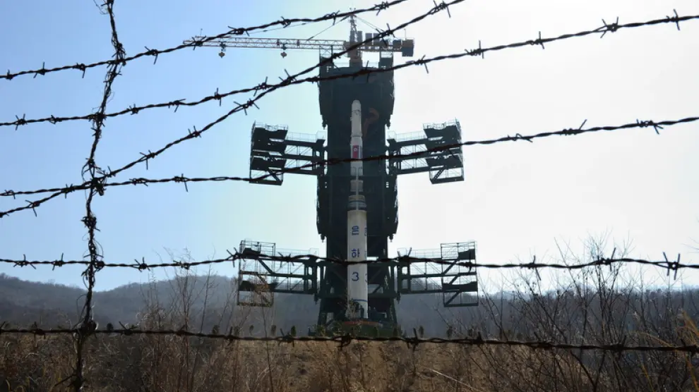El cohete norcoreano, antes del despegue