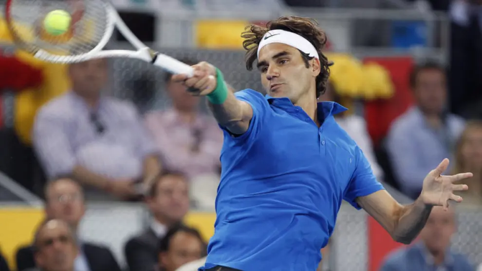 Roger Federer en su encuentro en el Mutua Open Madrid