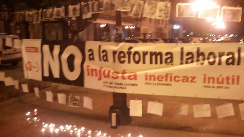 Protesta nocturna en Huesca