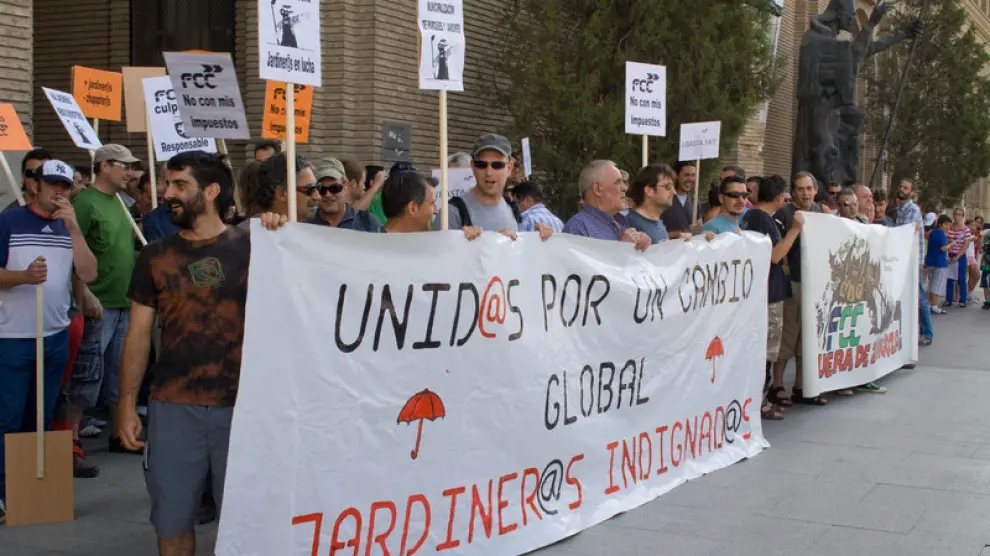 Protesta de jardineros en Zaragoza
