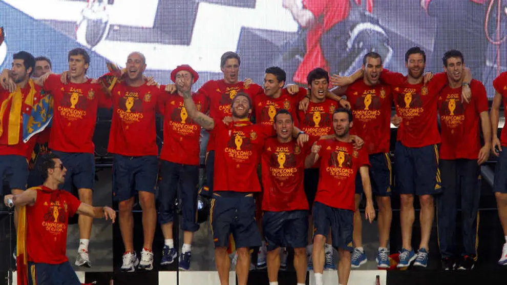 Celebración en Madrid de la victoria de la Roja