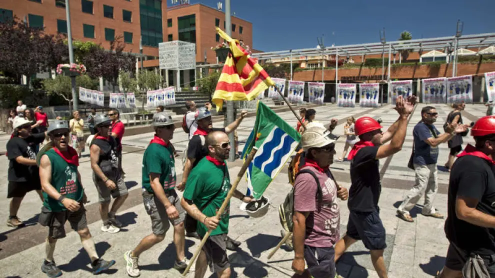 Los mineros aragoneses se acercan a Madrid