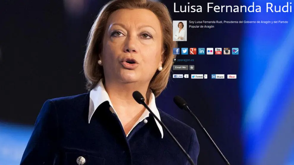 La web personal de Luisa Fernanda Rudi muestra todas las redes sociales en las que está presente