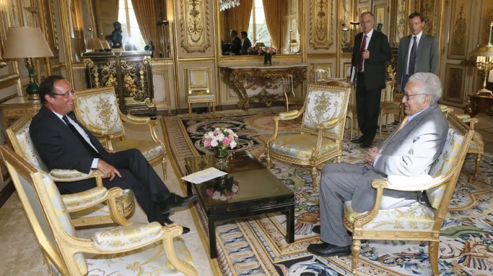 Francois Hollande durante una reunión en el palacio del Elíseo en Paris