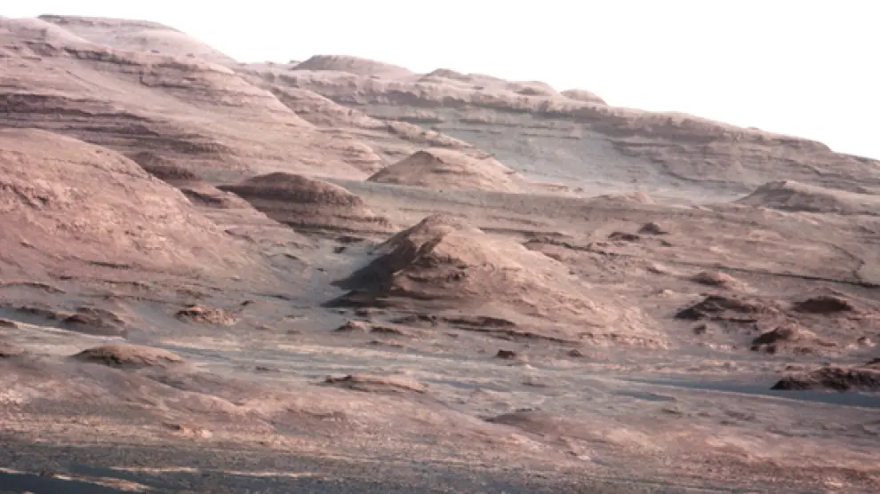 Una de las últimas imágenes enviadas por el Curiosity de la base del monte Sharp