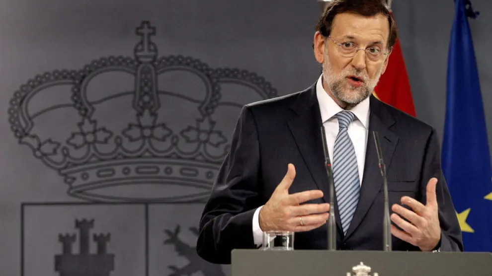 Rajoy en la rueda de prensa que ha ofrecido junto a Merkel
