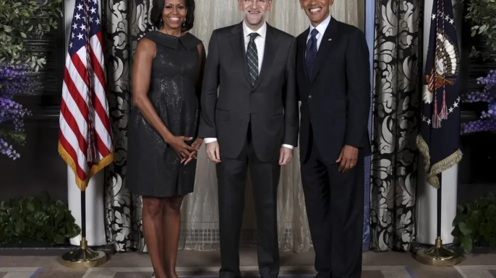 Mariano Rajoy (c), junto al presidente de Estados Unidos y su esposa.