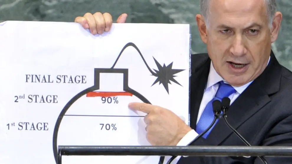 Netanyahu muestra la línea roja de capacidad nuclear que no debe sobrepasar Irán