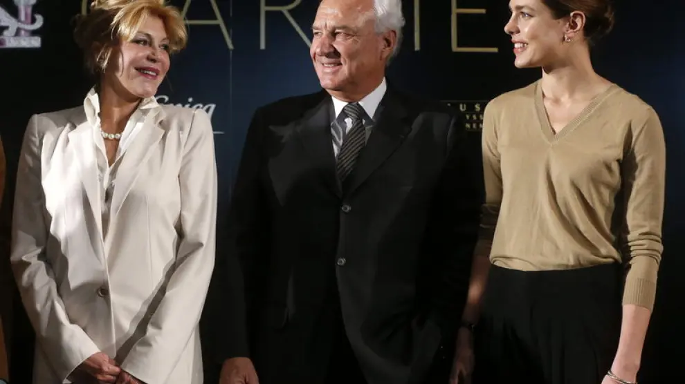 Carmen Thyssen, junto al presidente de Cartier Internacional, Bernard Fornás, y Carlota Casiraghi