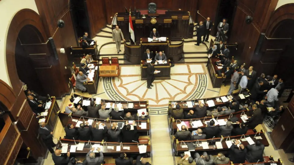 Vista general de la Asamblea Constituyente egipcia, poco antes de la votación.