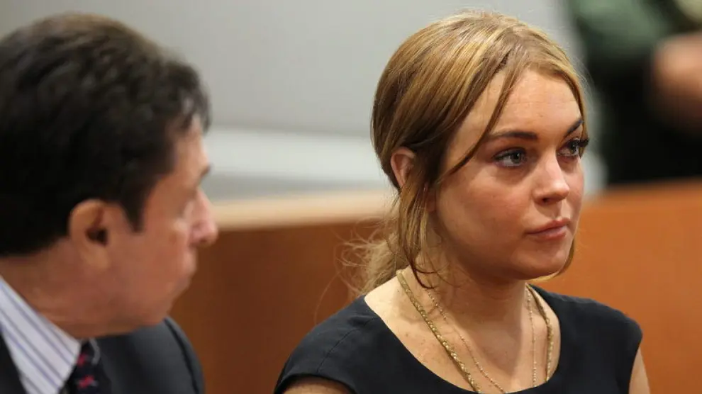 Lindsay Lohan en una de sus visitas al juzgado