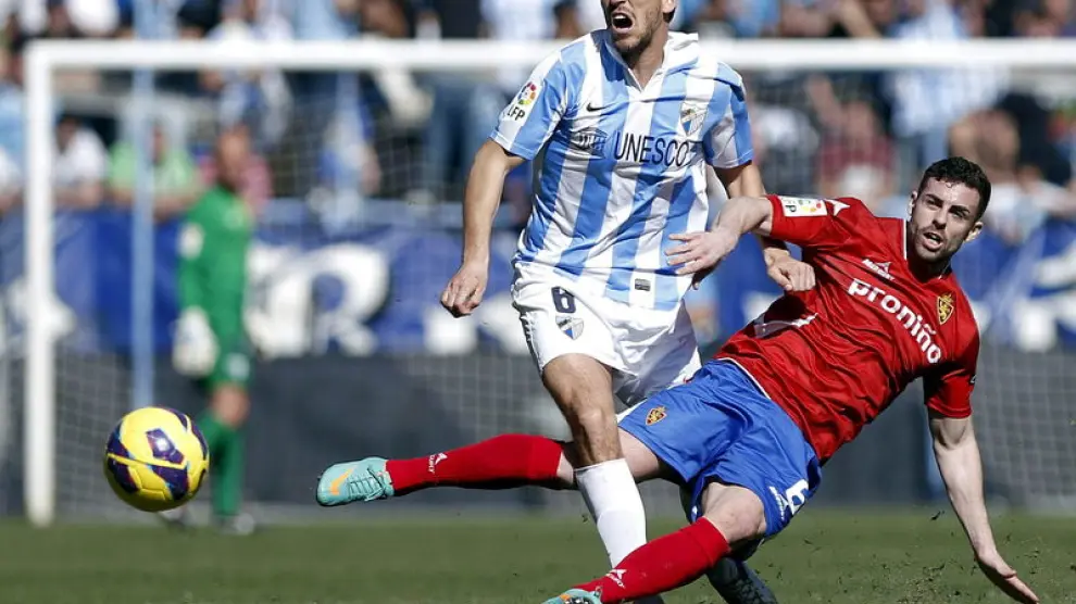 Rodri, en un partido con la camiseta del Real Zaragoza