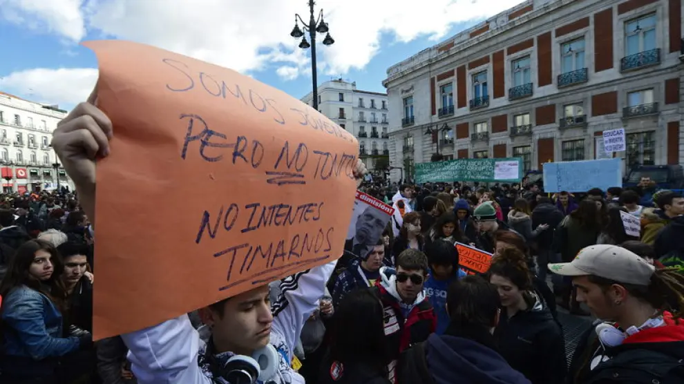 Manifestación estudiantil en Madrid contra la ley de Wert.