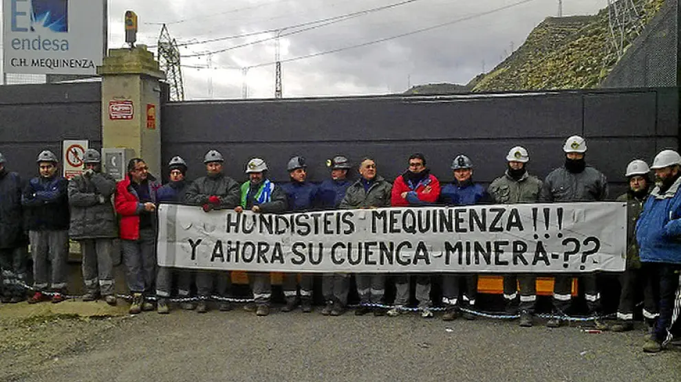 Protesta de mineros en Mequinenza