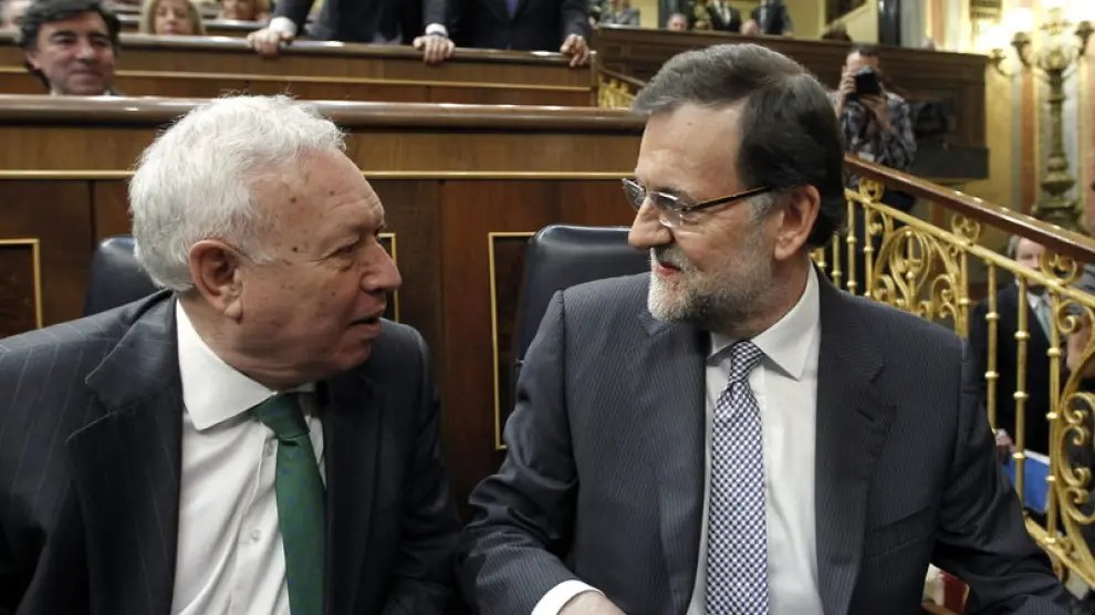 José Manuel García Margallo y Mariano Rajoy en el debate sobre el estado de la Nación