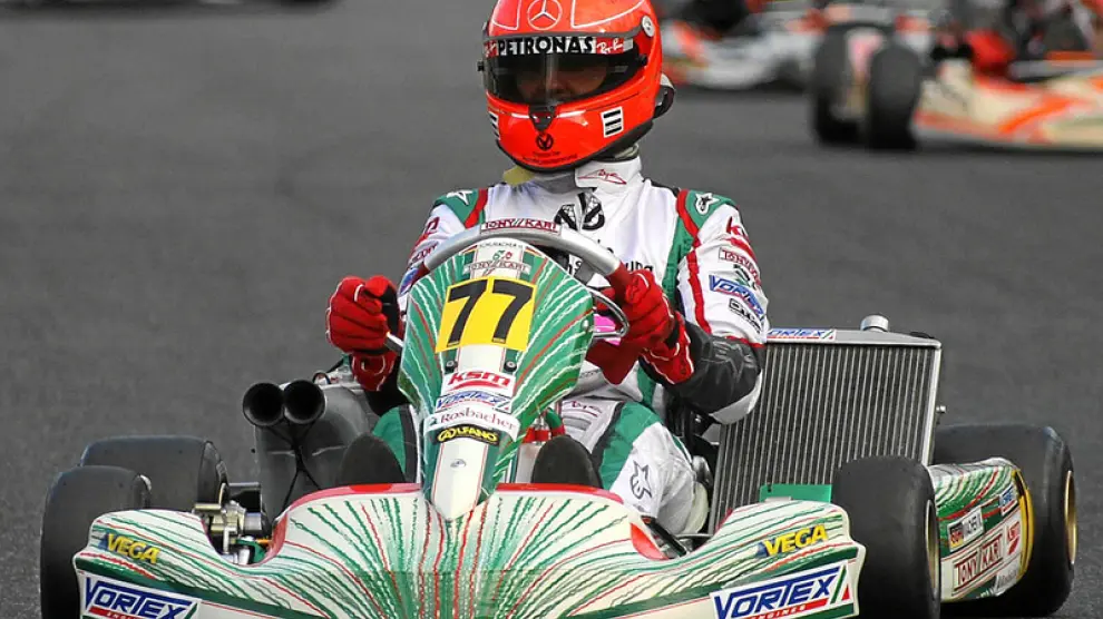 Michael Schumacher, en un entrenamiento de karts