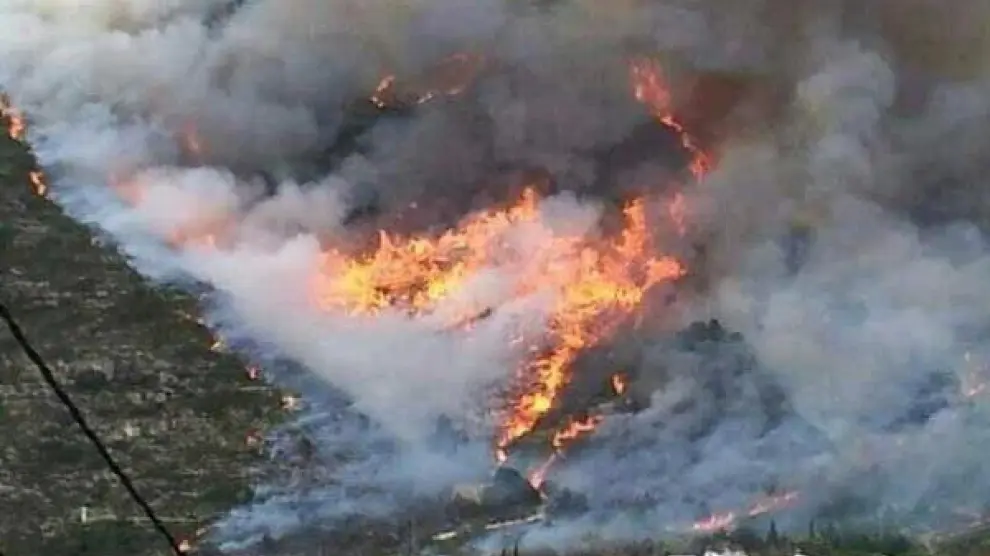 Incendio forestal declarado en el término municipal de Barx, en Valencia.