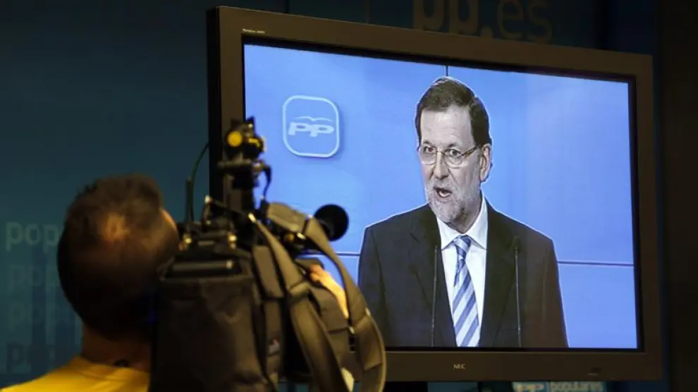 Rajoy ha comparecido a través de una pantalla