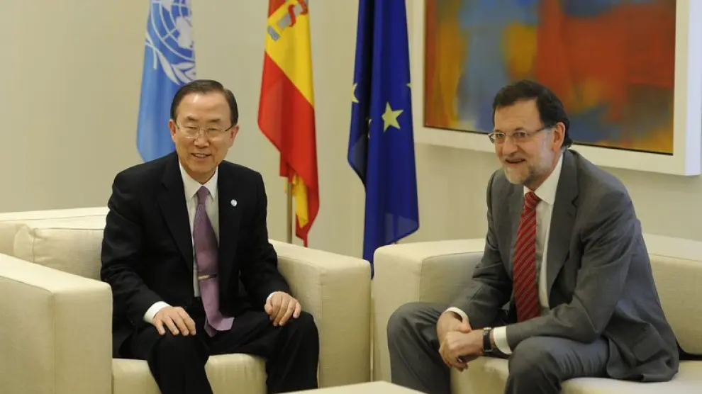 Rajoy recibe a Ban Ki-moon en Moncloa