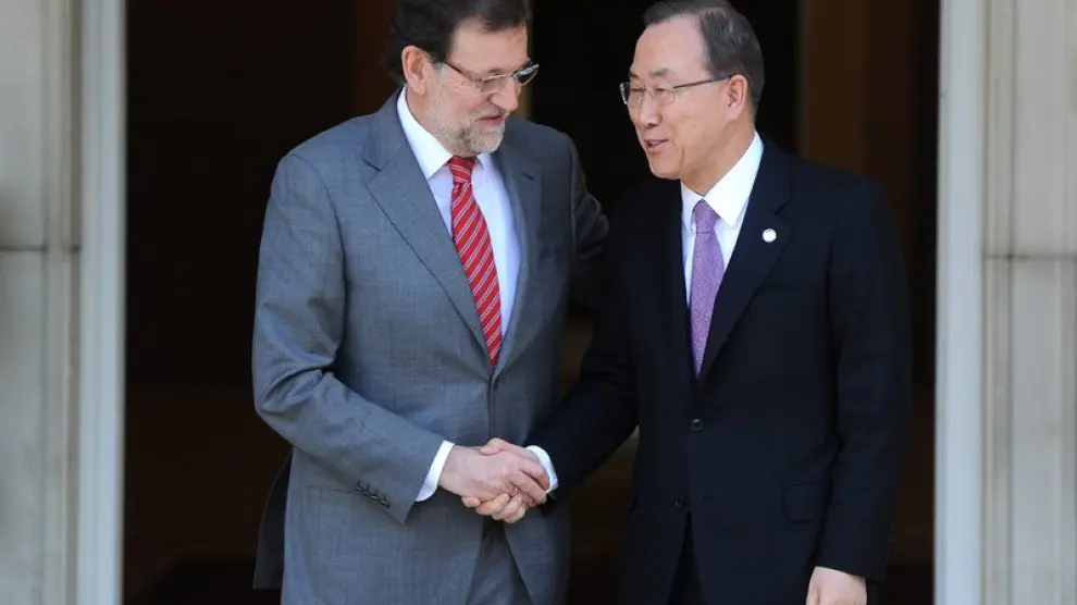 Rajoy recibe a Ban Ki-moon en Moncloa
