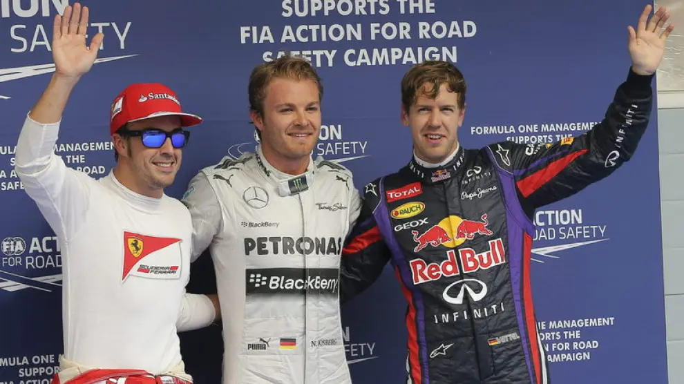 Alonso, Rosberg y Vettel